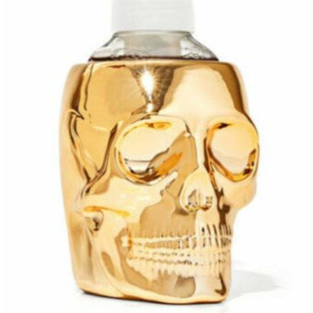 New Bath Body Works Gold Skull Soap Bottle Holder Golden